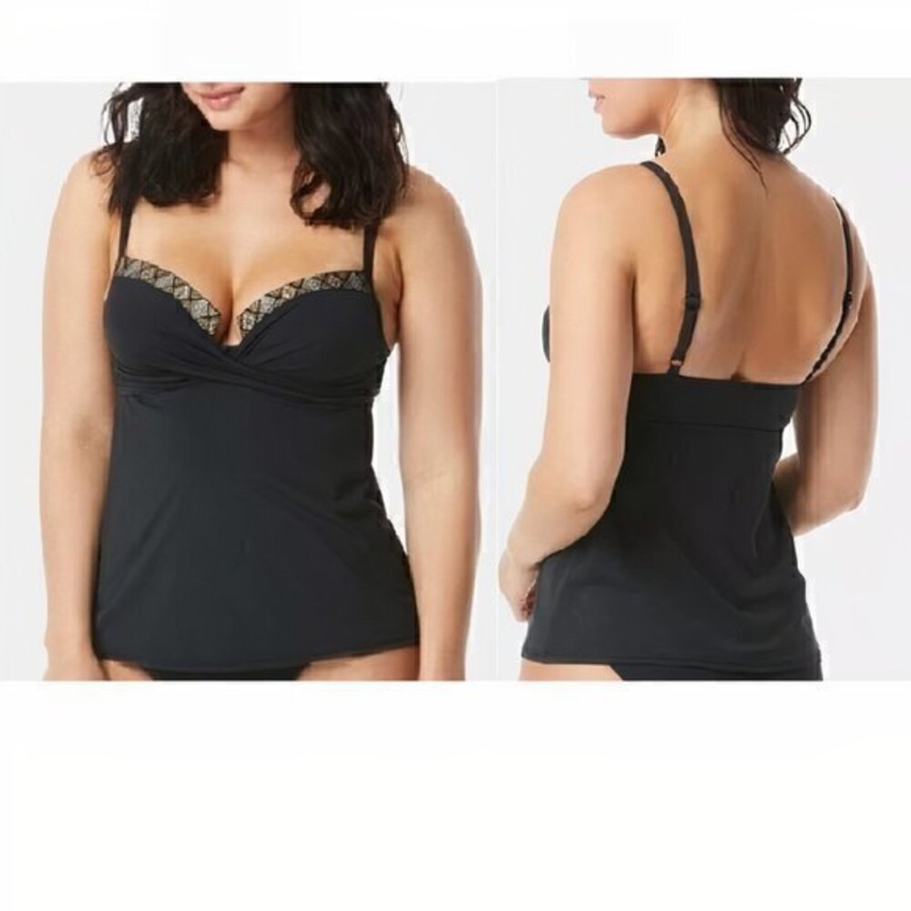 Coco Reef Contours Gemma Twist Tankini Top - Black